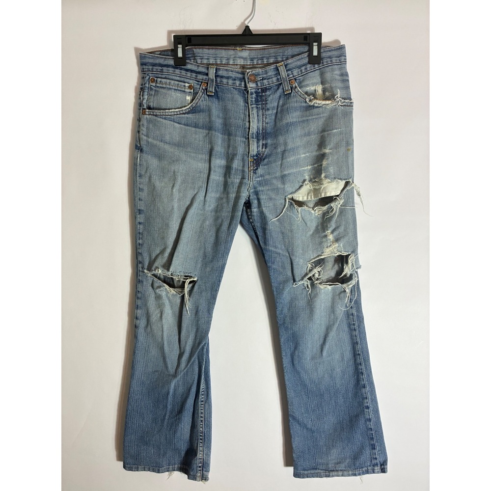 Levis 514 Straight Leg Jeans Light Wash Distressed Thrashed Skater Grunge 34x26